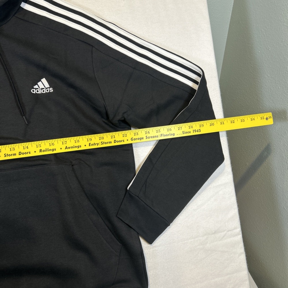 adidas Essentials Fleece 3 Stripes Long Sleeve Hoodie Mens Large IB4028 Black - Picture 8 of 10